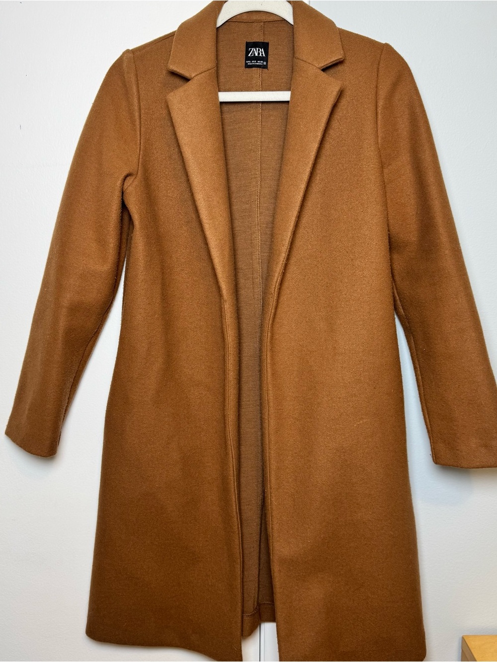 Zara Women's Camel Open Front Peacoat